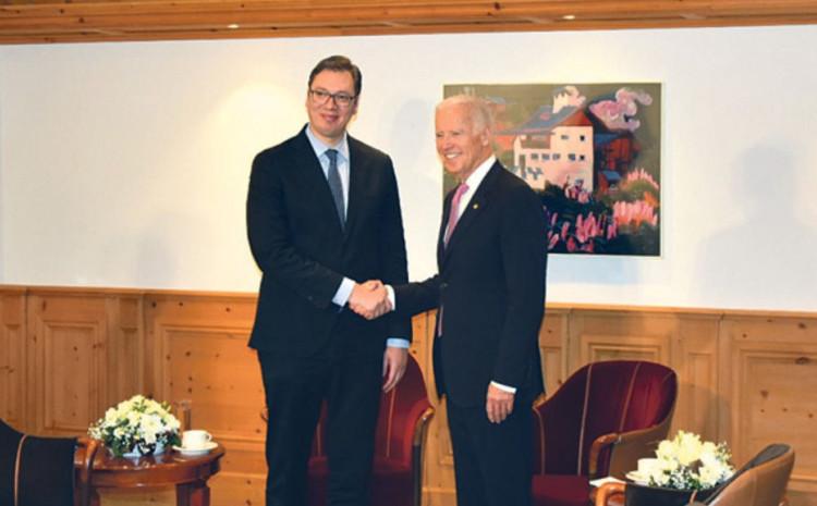 The President of the United States at the beginning of his term has meeting with Vučić