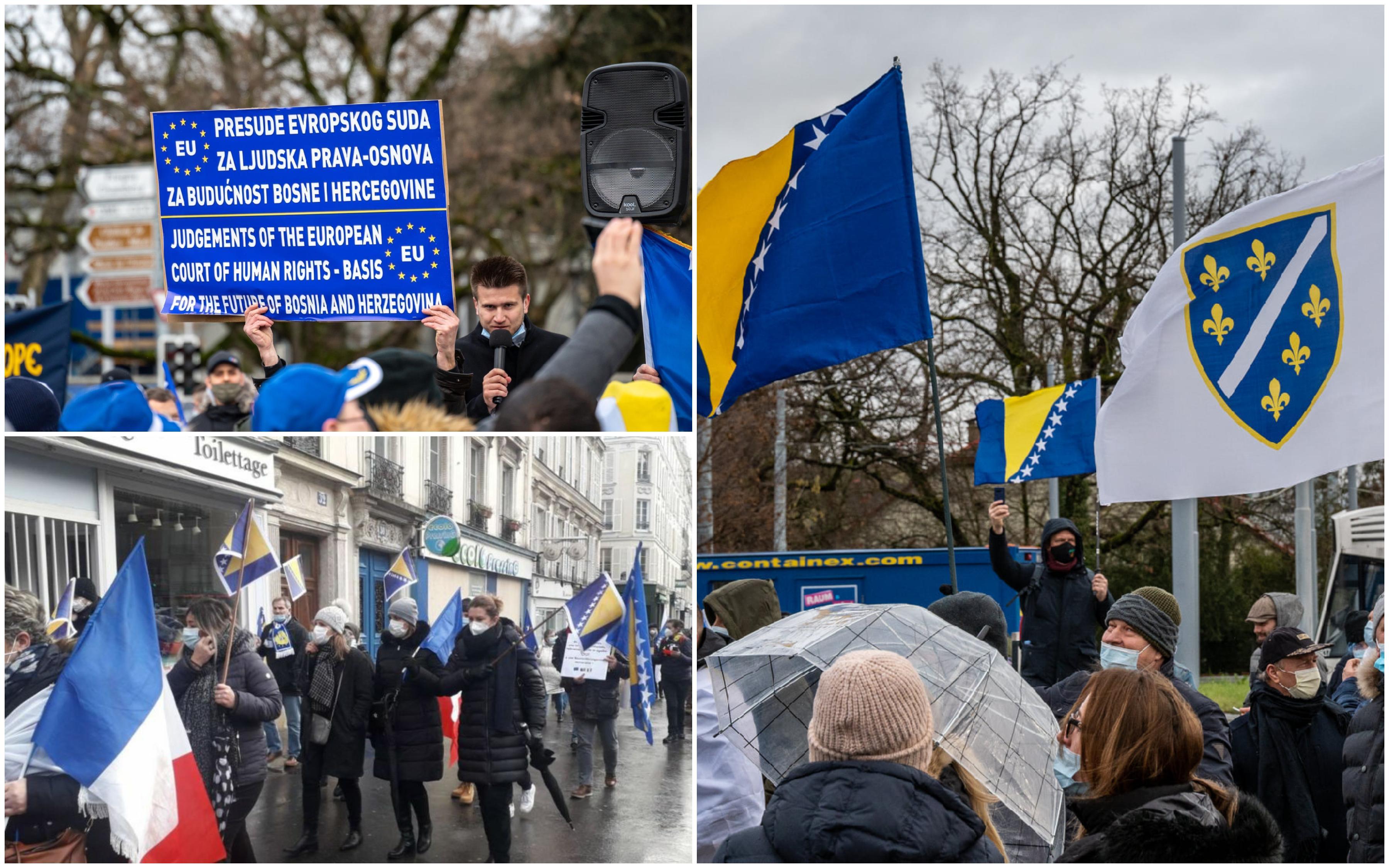 Protesti u Ženevi i Parizu za multietničku BiH, protiv secesije i sukoba