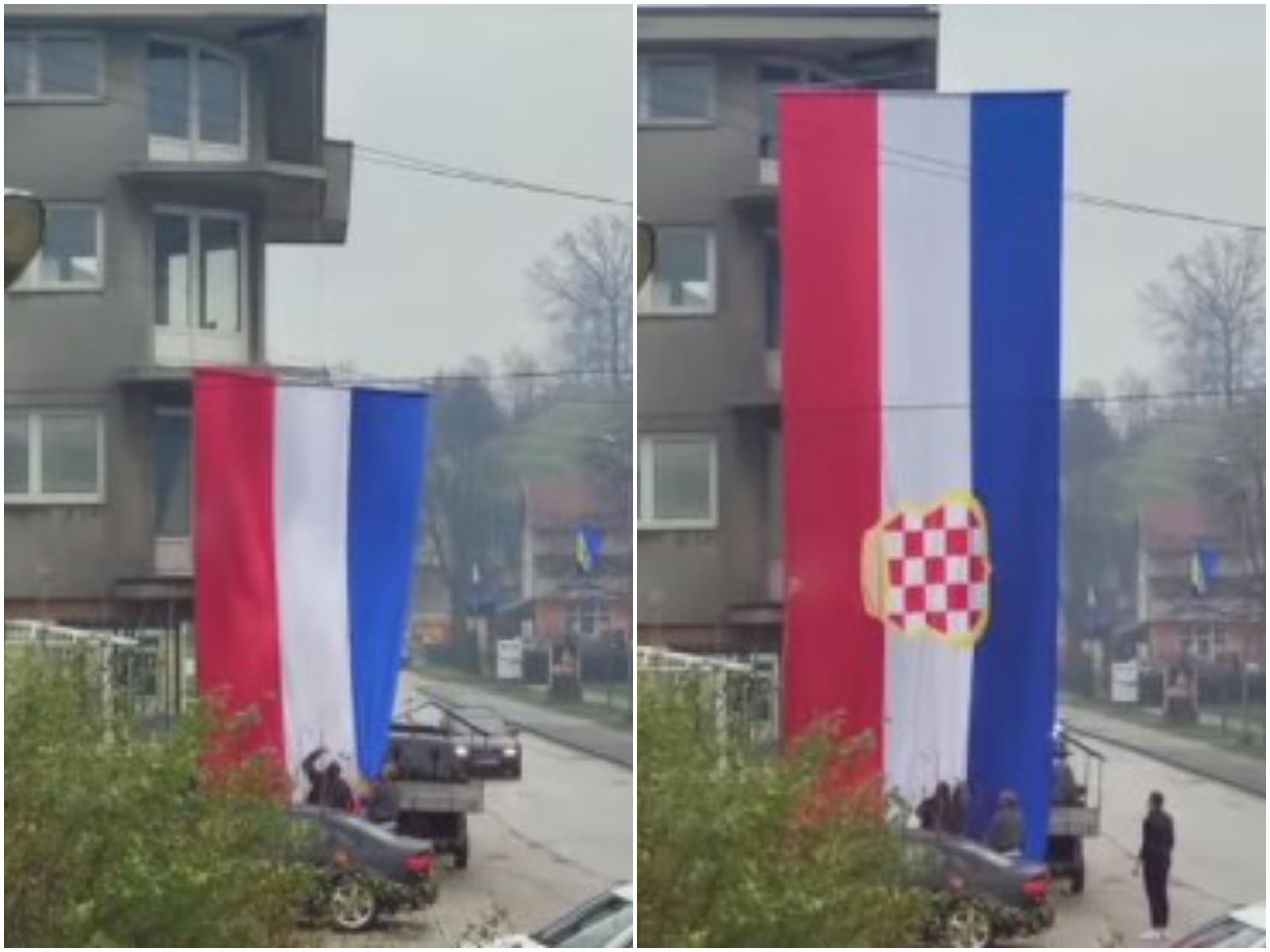 Uoči utakmice Hrvatska - Kanada: U Busovači postavljena zastava takozvane "Herceg-Bosne"