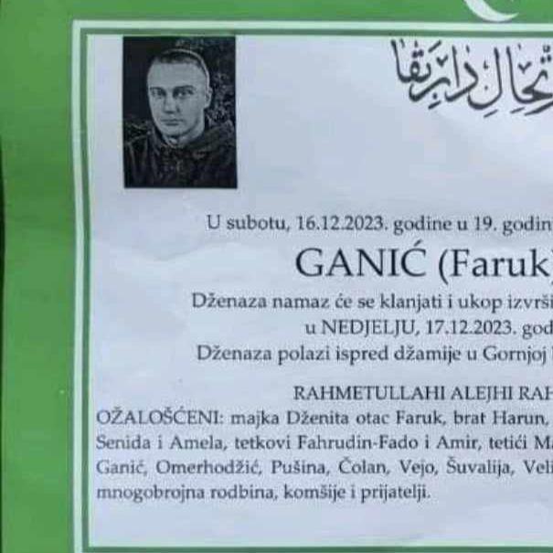 Crno jutro u BiH: U stravičnoj nesreći poginuo mladić Kerim Ganić (18), njegov drug lakše povrijeđen