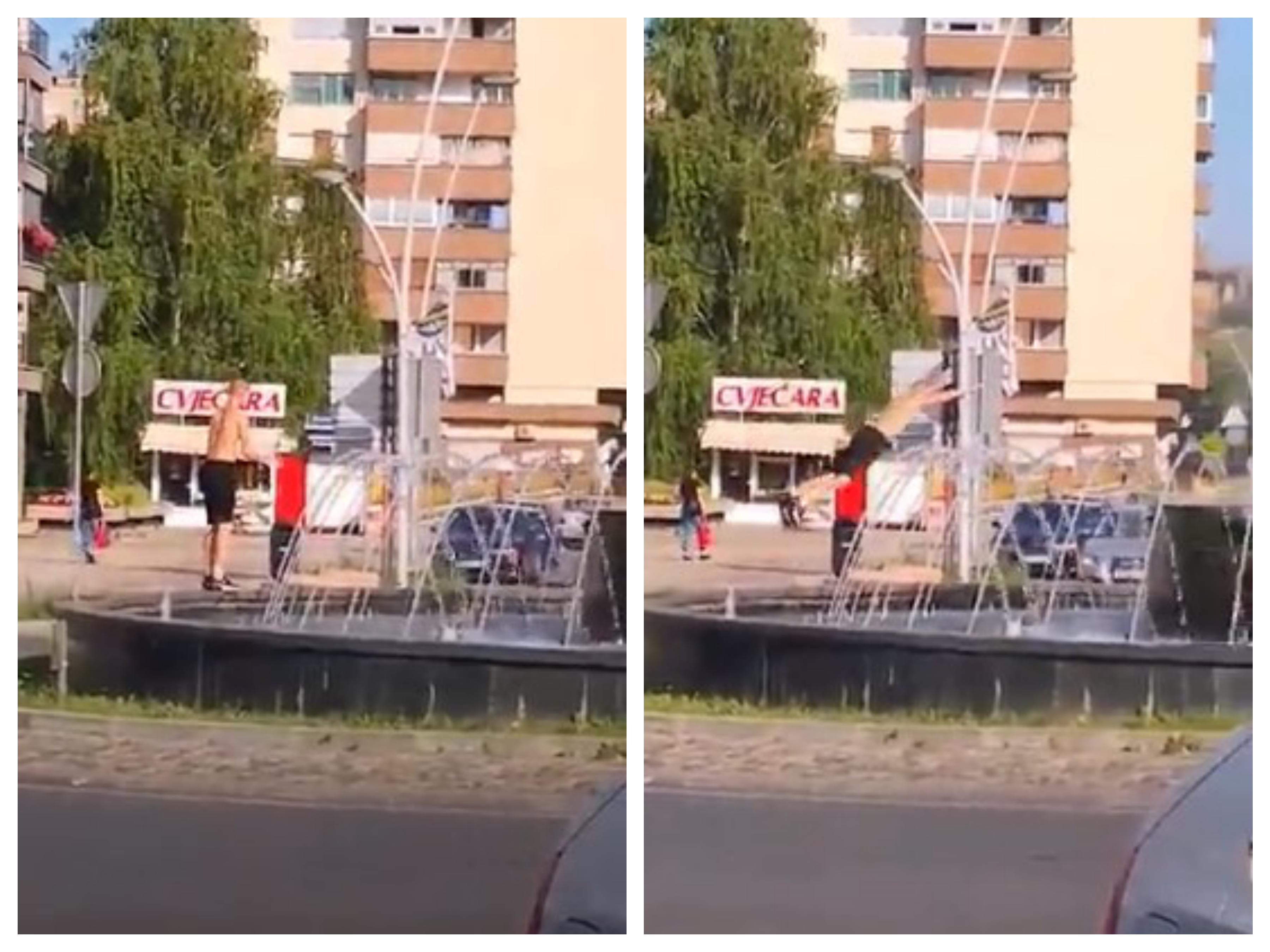 Pogledajte snimak: Zeničanin nije mogao izdržati plus 30 stepeni pa skočio u fontanu da se rashladi