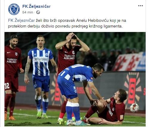 FK Željezničar poželio što brži oporavak Hebiboviću