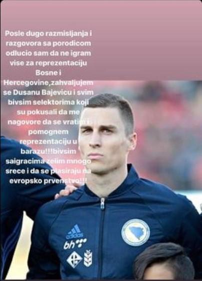 Objava Vranješa na Instagramu - Avaz