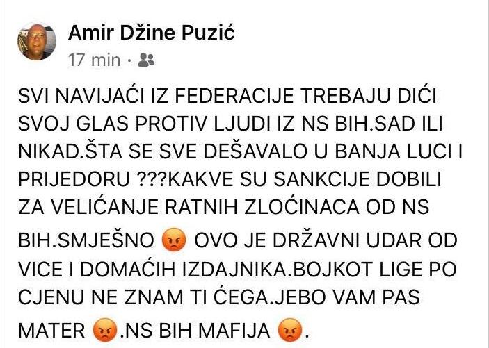 Objava Puzića na Facebooku - Avaz