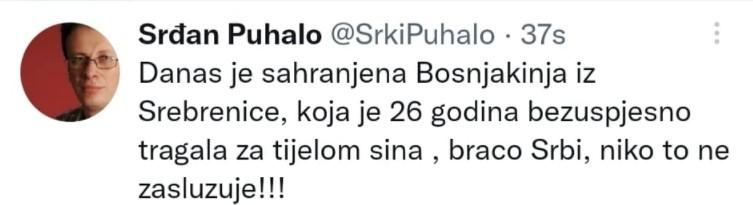 Tweet Puhala o smrti majke Hajre Ćatić - Avaz
