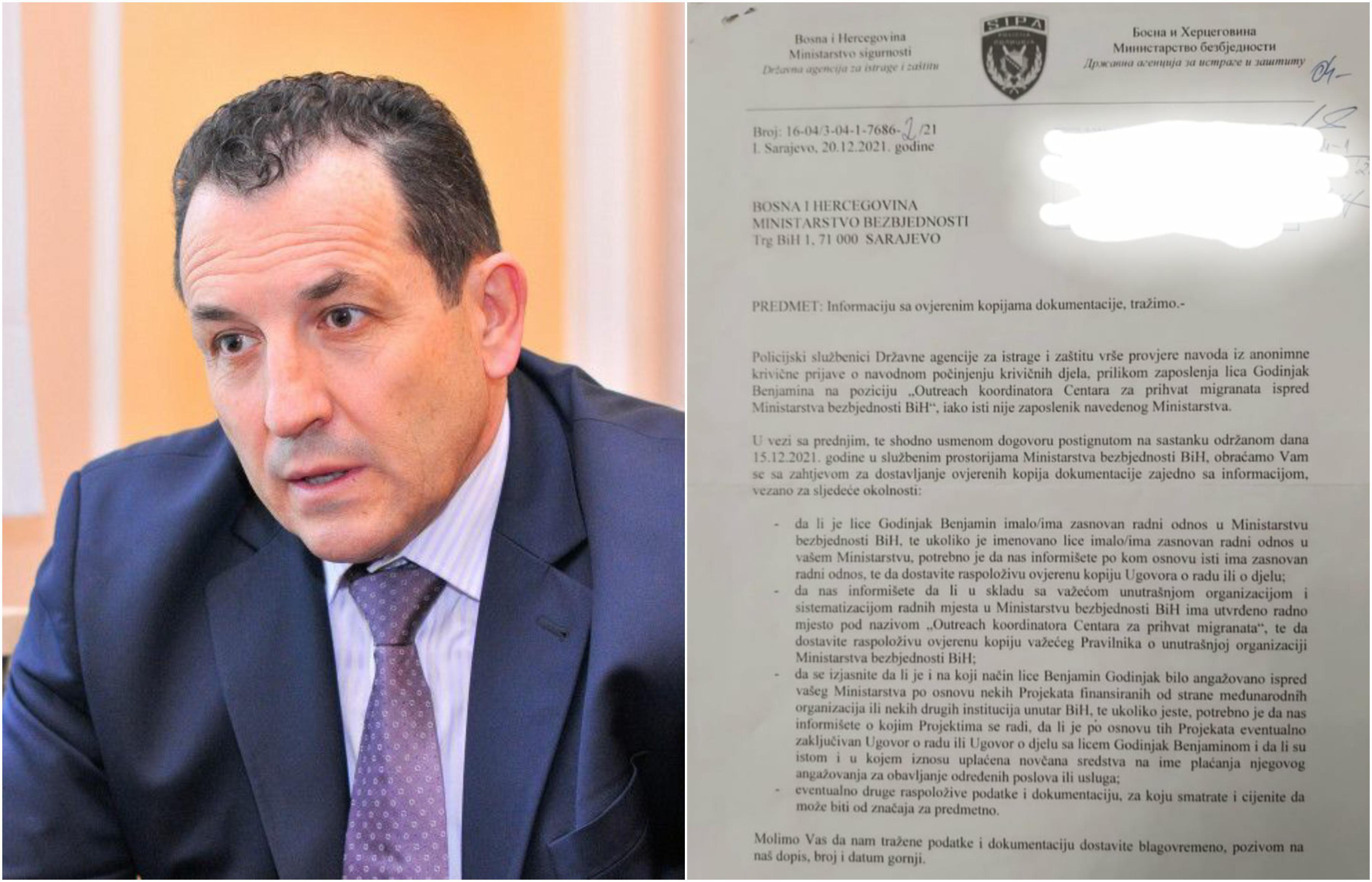 SIPA traži podatke od Cikotića: Kako je u Ministarstvu sigurnosti angažiran sin šefa kabineta Senahida Godinjaka