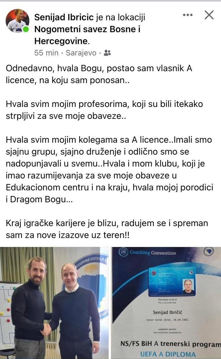 Ibričićeva objava na Facebooku - Avaz