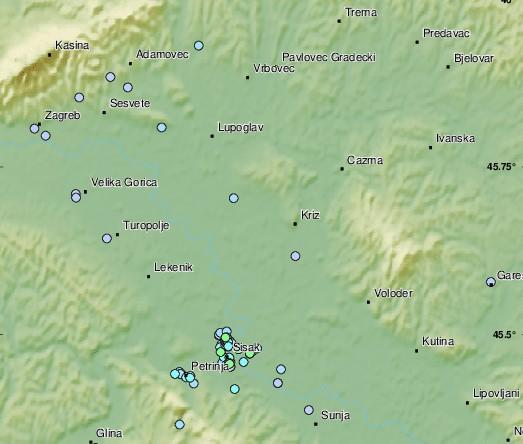 Registrovan zemljotres u blizini Petrinje u Hrvatskoj