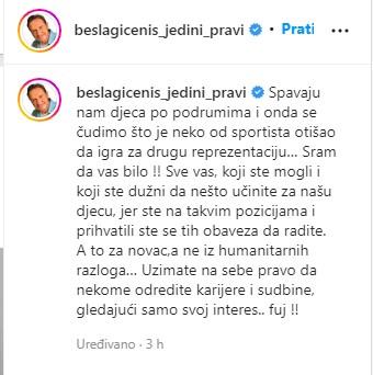 Objava Enisa Bešlagića na Instagramu - Avaz