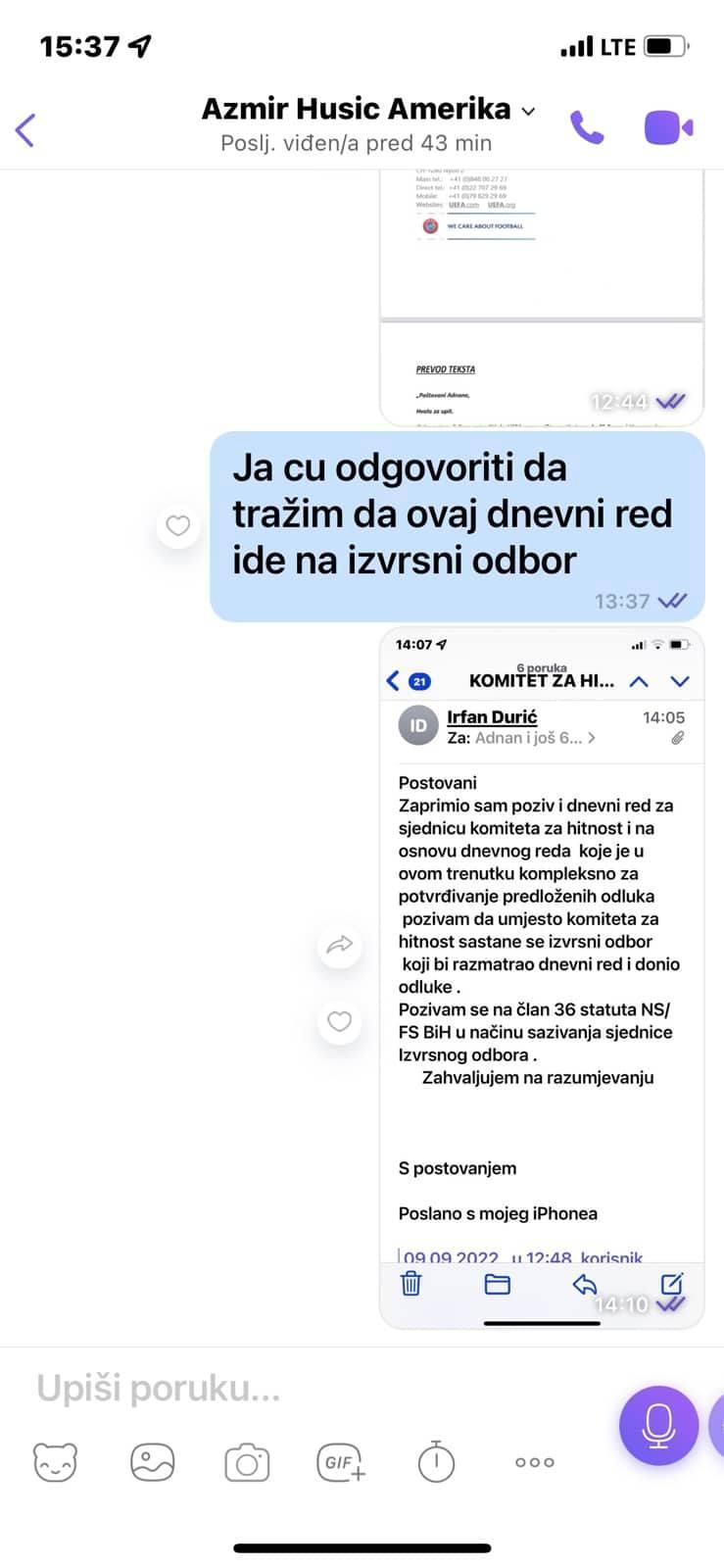 Prepiska Durića sa Azmirom Husićem - Avaz