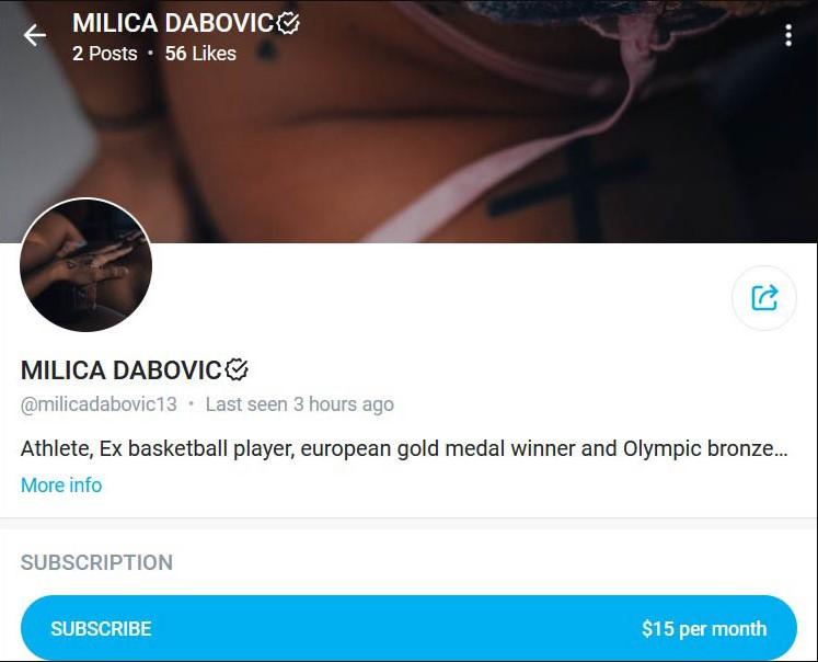 Profil Milice Dabović na "OnlyFans" sajtu - Avaz