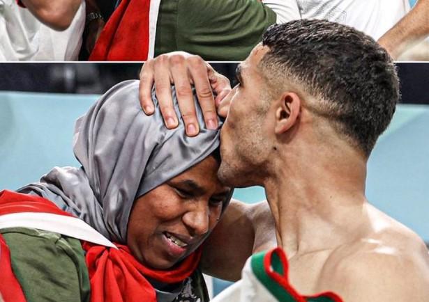 Dok su Marokanci ludo slavili pobjedu, Hakimi je otrčao u zagrljaj majci: "Volim te mama"