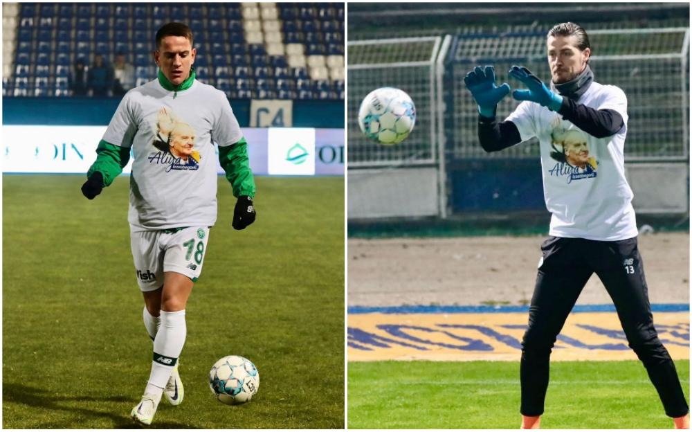 Fudbaleri Konjaspora protiv Željezničara istrčali u majicama s likom Alije Izetbegovića