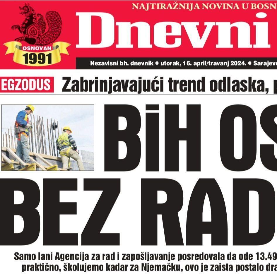 U današnjem "Dnevnom avazu" čitajte: BiH ostaje bez radnika
