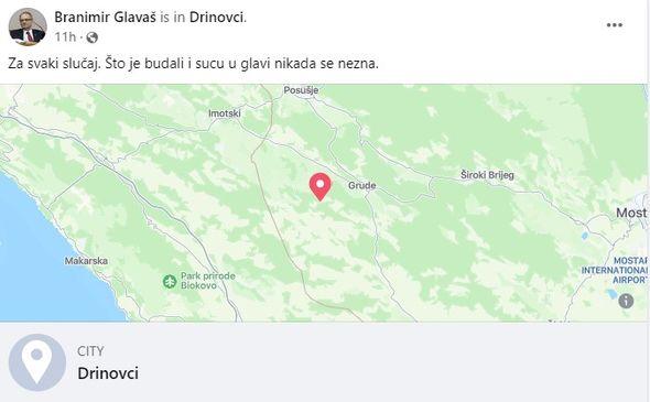 Objava Glavaša na Facebooku - Avaz