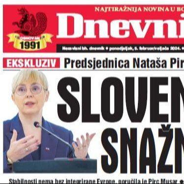 U današnjem "Dnevnom avazu" čitajte: Slovenija je snažno uz BiH