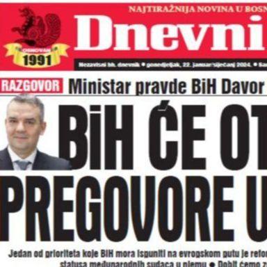 U današnjem "Dnevnom avazu" čitajte: BiH će otvoriti pregovore u martu