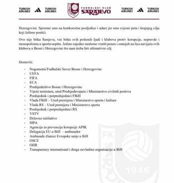 Kome se sve obratio FK Sarajevo - Avaz