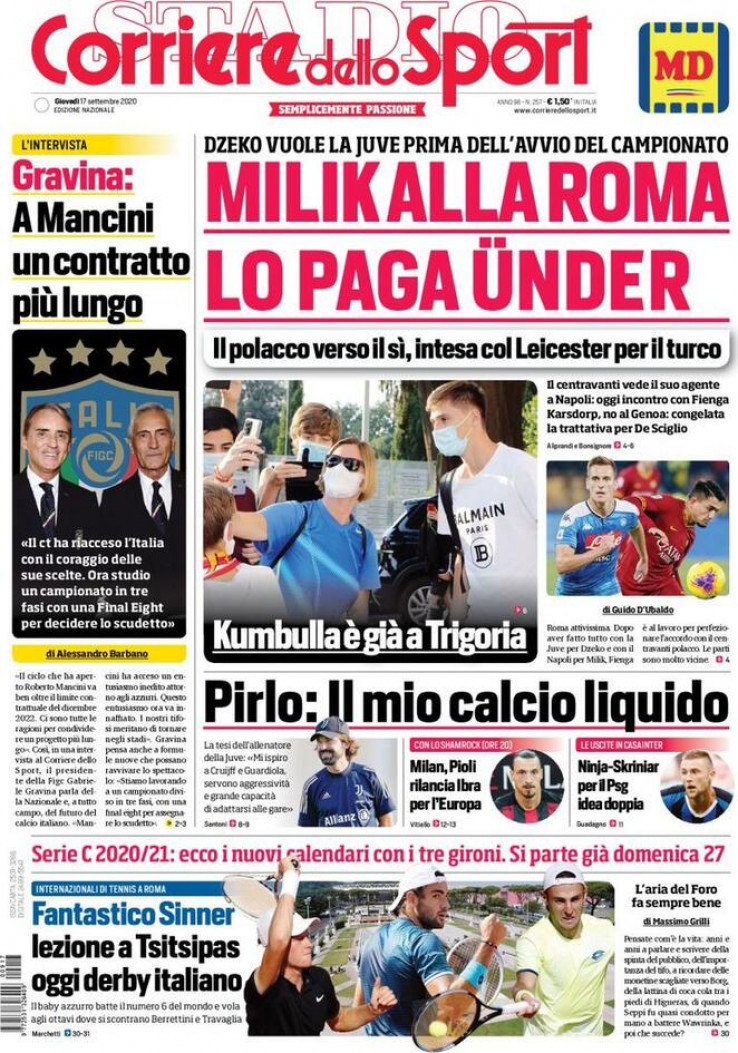 Današnja naslovnica Corriere dello Sport