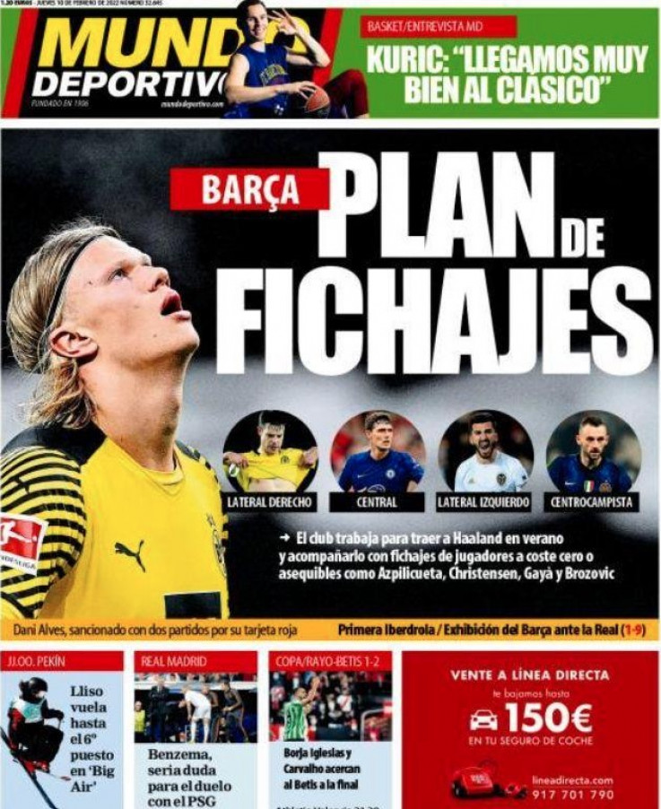 Naslovnica španskog lista mnogo govori o planovima Barce