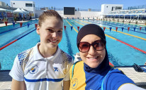 Lana sa trenericom Alenom Ćemalović na bazenu "Nautical center of the Olympic complex"